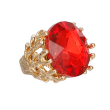 Load image into Gallery viewer, Red Crystal Gold Branch Ring
