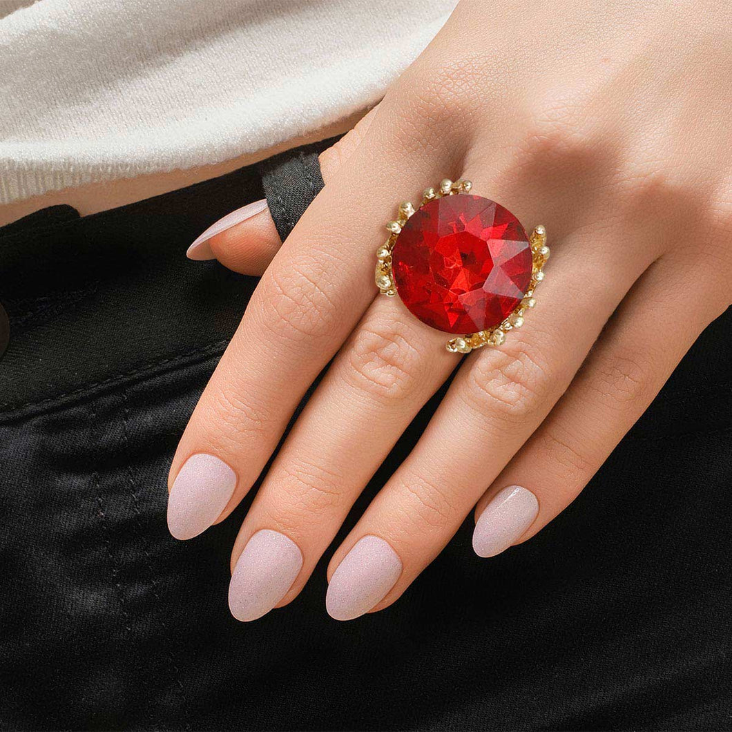 Red Crystal Gold Branch Ring
