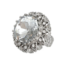 Load image into Gallery viewer, Silver Clear Crystal Vintage Cocktail Ring
