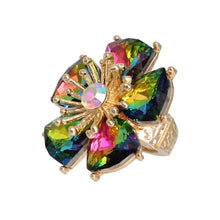 Load image into Gallery viewer, Pink Green Daisy Crystal Ring
