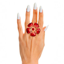 Load image into Gallery viewer, Red Daisy Crystal Ring
