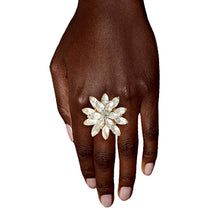 Load image into Gallery viewer, Gold Stacked Marquise Flower Ring
