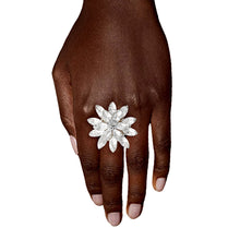 Load image into Gallery viewer, Silver Stacked Marquise Flower Ring
