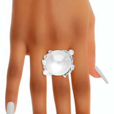 Ring Silver Pearl Branch Cocktail Ring for Women
