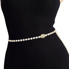 Load image into Gallery viewer, Rhinestone Belt Gold Evil Eye Chain Belt for Women

