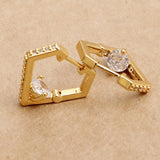 14K Gold CZ Diamond Huggie Hoops