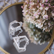 Load image into Gallery viewer, 14K White Gold CZ Diamond Huggie Hoops
