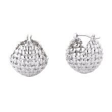 Load image into Gallery viewer, Hoop White Gold Small Basket Earrings for Women
