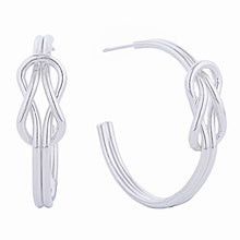 Load image into Gallery viewer, 14K White Gold Infinity Knot Post Hoops
