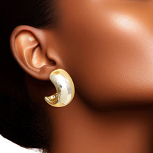 Load image into Gallery viewer, Hoop 14K Gold Small Moon Wide Earrings for Women

