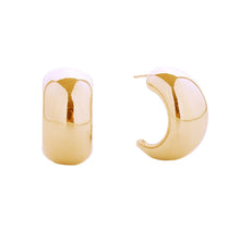 Load image into Gallery viewer, Hoop 14K Gold Small Moon Wide Earrings for Women
