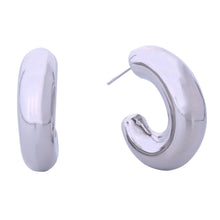 Load image into Gallery viewer, 14K White Gold Puffy Post Hoops
