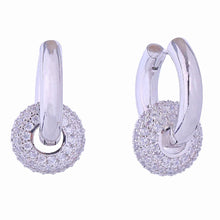 Load image into Gallery viewer, 14K White Gold Pave Ring Huggie Hoops
