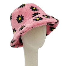 Load image into Gallery viewer, Pink Floral Faux Fur Bucket Hat
