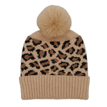 Cargar imagen en el visor de la galería, Camel Leopard Pom Beanie
