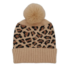 Load image into Gallery viewer, Camel Leopard Pom Beanie
