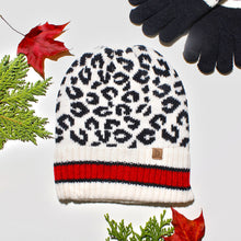 Load image into Gallery viewer, Beanie Hat Acrylic Ivory Leopard Hat for Women
