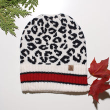 Load image into Gallery viewer, Beanie Hat Acrylic Ivory Leopard Hat for Women

