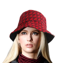 Load image into Gallery viewer, Red Geo Pattern Topstitch Bucket Hat
