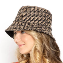 Load image into Gallery viewer, Taupe Geo Pattern Topstitch Bucket Hat
