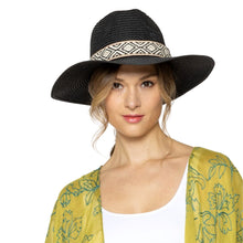 Load image into Gallery viewer, Black Straw Panama Fedora
