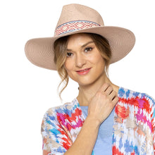 Load image into Gallery viewer, Pink Straw Panama Fedora
