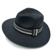 Cargar imagen en el visor de la galería, Black Pearl Embellished Panama Hat
