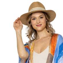 Load image into Gallery viewer, Camel Pearl Embellished Panama Hat
