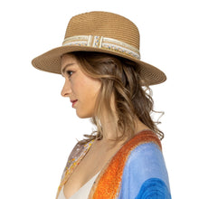 Load image into Gallery viewer, Camel Pearl Embellished Panama Hat
