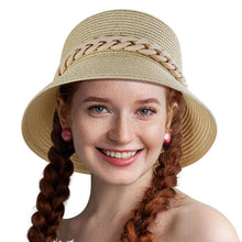 Load image into Gallery viewer, Beige Chain Straw Bucket Hat
