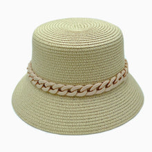 Load image into Gallery viewer, Beige Chain Straw Bucket Hat
