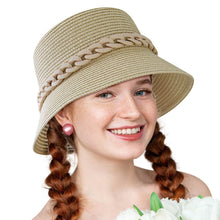 Load image into Gallery viewer, Beige Chain Straw Bucket Hat
