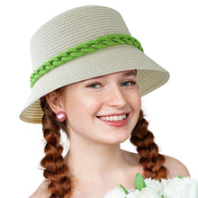 Load image into Gallery viewer, Green Chain Straw Bucket Hat
