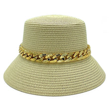 Load image into Gallery viewer, Gold Chain Beige Bucket Hat
