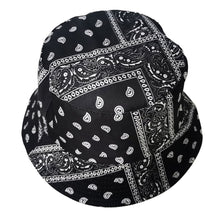 Load image into Gallery viewer, Black Bandana Reversible Bucket Hat
