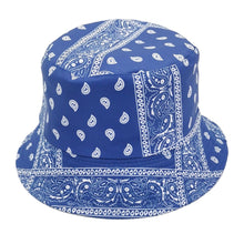Load image into Gallery viewer, Blue Bandana Reversible Bucket Hat
