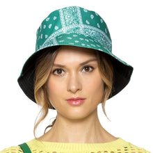 Load image into Gallery viewer, Green Bandana Reversible Bucket Hat
