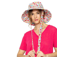 Load image into Gallery viewer, Red Floral Chin Tie Bucket Hat

