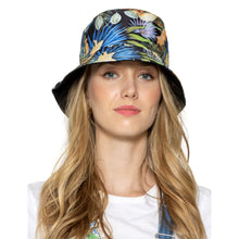 Load image into Gallery viewer, Blue Black Tropical Reversible Bucket Hat
