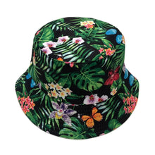Load image into Gallery viewer, Green Black Tropical Reversible Bucket Hat

