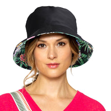 Load image into Gallery viewer, Green Black Tropical Reversible Bucket Hat
