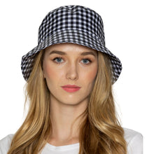 Load image into Gallery viewer, Black Gingham Draw String Bucket Hat
