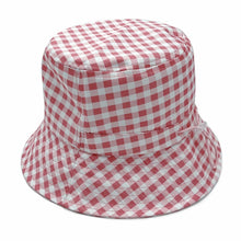 Load image into Gallery viewer, Pink Gingham Draw String Bucket Hat
