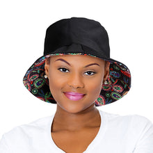 Load image into Gallery viewer, Black Paisley Color Reversible Bucket Hat
