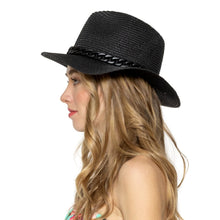Load image into Gallery viewer, Black Chain Band Panama Hat
