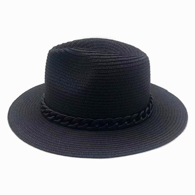 Black Chain Band Panama Hat