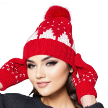 Cargar imagen en el visor de la galería, Beanie Hat Acrylic Red Snowing Pom Hat for Women
