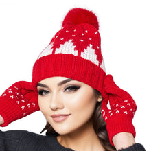 Load image into Gallery viewer, Beanie Hat Acrylic Red Snowing Pom Hat for Women
