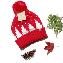 Cargar imagen en el visor de la galería, Beanie Hat Acrylic Red Snowing Pom Hat for Women
