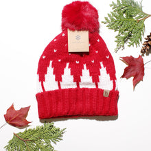 Cargar imagen en el visor de la galería, Beanie Hat Acrylic Red Snowing Pom Hat for Women
